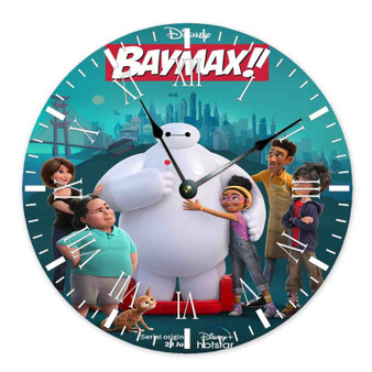 Baymax Round Non-ticking Wooden Wall Clock