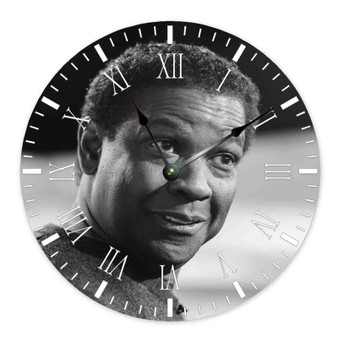 Denzel Washington Round Non-ticking Wooden Wall Clock