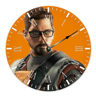 Gordon Freeman Half Life Round Non-ticking Wooden Wall Clock