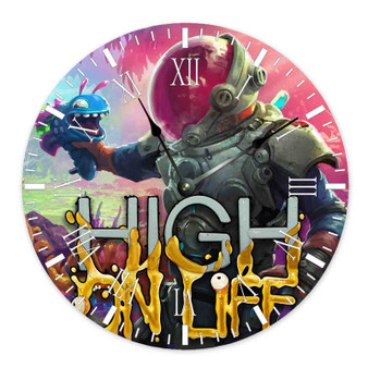 High on Life Game Round Non-ticking Wooden Wall Clock