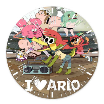 I Heart Arlo Round Non-ticking Wooden Wall Clock