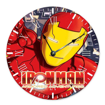 Iron Man Armored Adventures Round Non-ticking Wooden Wall Clock