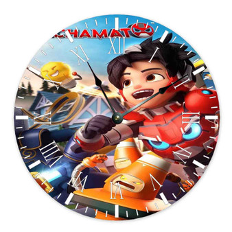 Mechamato Round Non-ticking Wooden Wall Clock