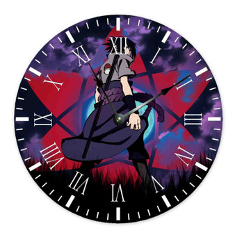 Sasuke Uchiha Round Non-ticking Wooden Wall Clock