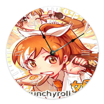 The Daily Life of Crunchyroll Hime Round Non-ticking Wooden Wall Clock