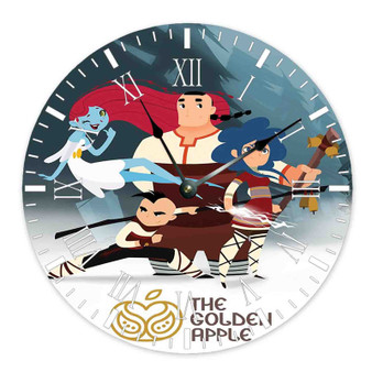 The Golden Apple Round Non-ticking Wooden Wall Clock