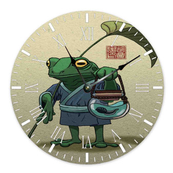 A Frog and His Son Round Non-ticking Wooden Wall Clock