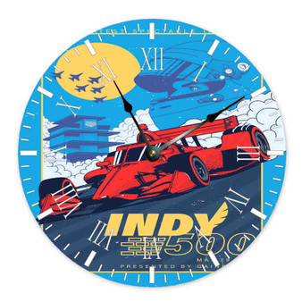 Indy 500 2022 Round Non-ticking Wooden Wall Clock