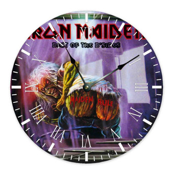 Iron Maiden B Sides and Rarities Round Non-ticking Wooden Wall Clock