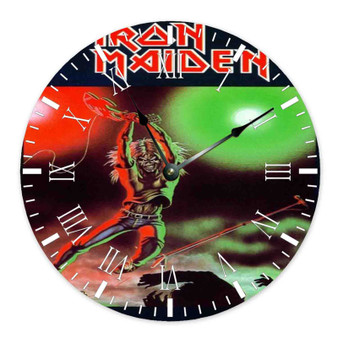 Iron Maiden Live at The Rainbow 1981 Round Non-ticking Wooden Wall Clock