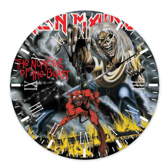 Iron Maiden The Number Of The Beast 2015 Round Non-ticking Wooden Wall Clock