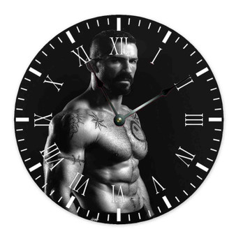 Scott Adkins Round Non-ticking Wooden Wall Clock