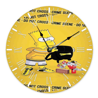 Simpson Do Not Cross Round Non-ticking Wooden Wall Clock