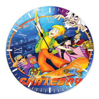 Skateboy Round Non-ticking Wooden Wall Clock