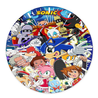 Sonic X Round Non-ticking Wooden Wall Clock