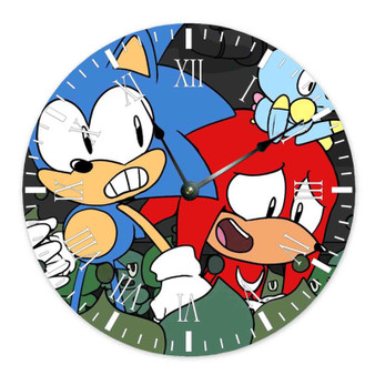 The Sonic and Knuckles Show Round Non-ticking Wooden Wall Clock