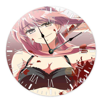 Yuno Gasai Sexy Round Non-ticking Wooden Wall Clock