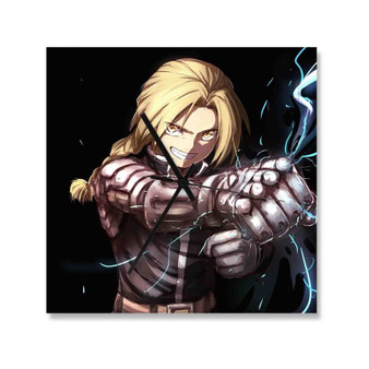 Edward Elric Fullmetal Alchemist Square Silent Scaleless Wooden Wall Clock