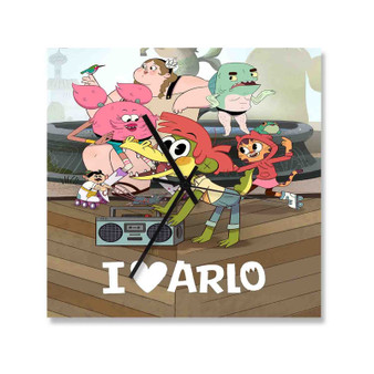 I Heart Arlo Square Silent Scaleless Wooden Wall Clock