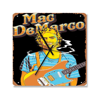 Mac Demarco Square Silent Scaleless Wooden Wall Clock