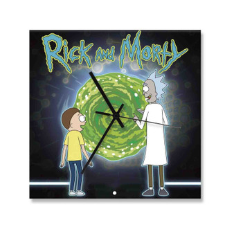 Rick and Morty 2023 Square Silent Scaleless Wooden Wall Clock