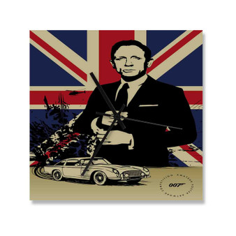 James Bond 007 Square Silent Scaleless Wooden Wall Clock