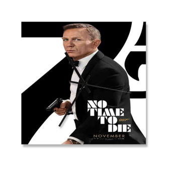 James Bond 007 No Time To Die Square Silent Scaleless Wooden Wall Clock