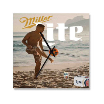 Miller Lite Beer Poster Square Silent Scaleless Wooden Wall Clock