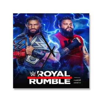 Roman Reigns vs Kevin Owens WWE Royal Rumble Square Silent Scaleless Wooden Wall Clock