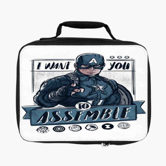 Captain America I Want You To Assemble Lunch Bag Fully Lined and Insulated