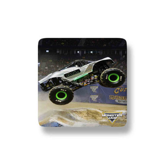 Alien Invasion Monster Truck Porcelain Magnet Square