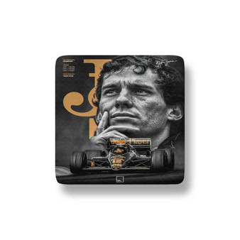 Ayrton Senna F1 Legend Porcelain Magnet Square