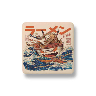 The Great Ramen off Kanagawa Porcelain Magnet Square