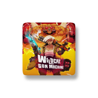 Wildcat Gun Machine Porcelain Magnet Square