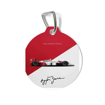 Ayrton Senna Mc Laren Round Pet Tag Coated Solid Metal