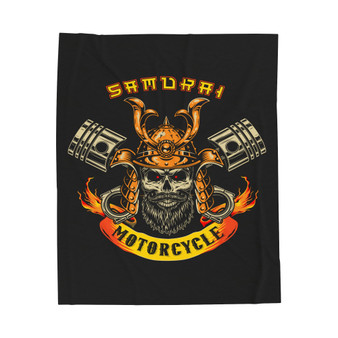 Samurai Skull Motorcycle Polyester Bedroom Velveteen Plush Blanket