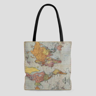 Vintage Map of The World Polyester Tote Bag AOP