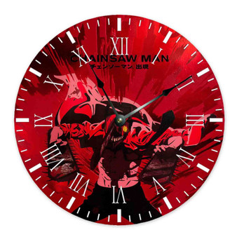 Chainsaw Man Movie Round Non-ticking Wooden Wall Clock