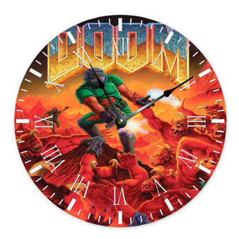 DOOM 1993 Round Non-ticking Wooden Wall Clock