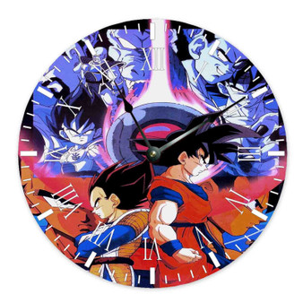 Goku and Vegeta Dragon Ball Z Vintage Round Non-ticking Wooden Wall Clock