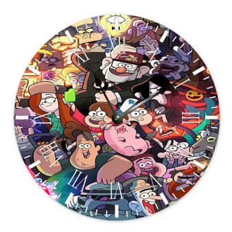 Gravity Fall Characters Round Non-ticking Wooden Wall Clock