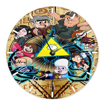 Gravity Falls Bill Cipher And Friends Round Non-ticking Wooden Wall Clock