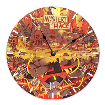 Gravity Falls Mystery Hack Round Non-ticking Wooden Wall Clock