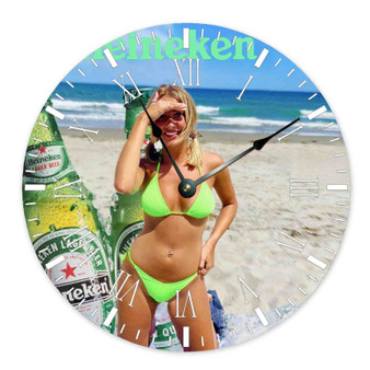 Heineken Beer Poster Round Non-ticking Wooden Wall Clock