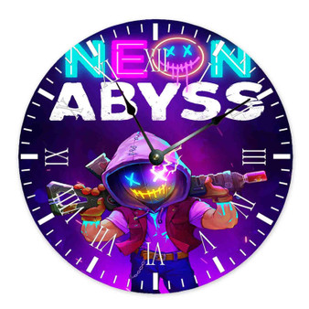 Neon Abyss Round Non-ticking Wooden Wall Clock