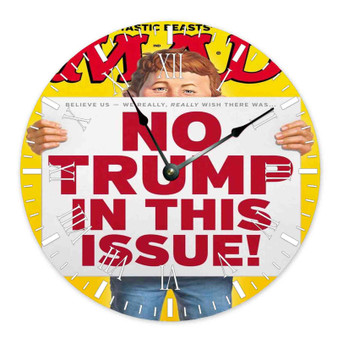 Alfred E Neuman No Trump Round Non-ticking Wooden Wall Clock