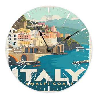 Amalfi Coast Italy Round Non-ticking Wooden Wall Clock