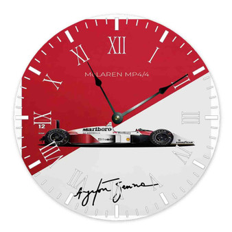 Ayrton Senna Mc Laren Round Non-ticking Wooden Wall Clock