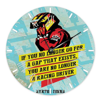 Ayrton Senna Quotes Round Non-ticking Wooden Wall Clock