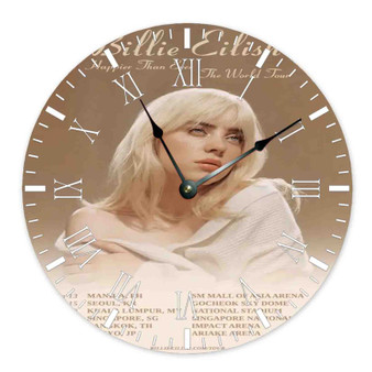 Billie Eilish Happier Than Ever Tour Round Non-ticking Wooden Wall Clock